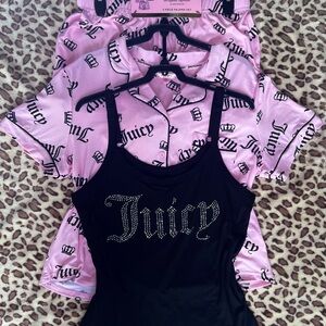 SOLD! Juicy Couture Pink Rhinestone Crown Emblem Pajama Set